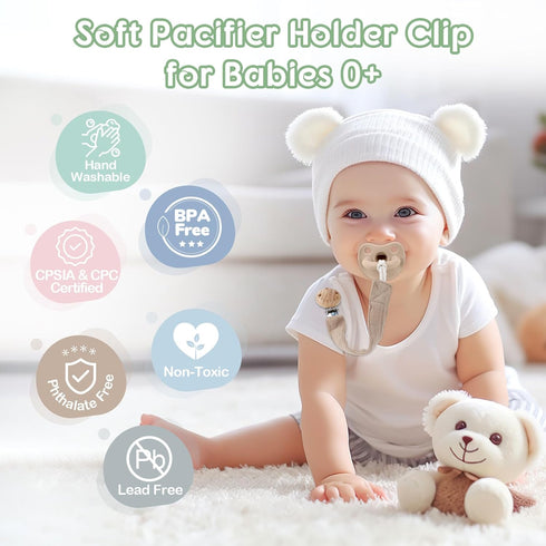 Holder,4 Pack TYRY.HU Ribbon Pacifier Clip Binky Paci Holder Clips, Pacifier Leash for Boys and Girls, Fabric Pacifier
