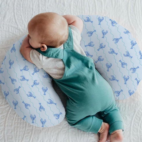 Summer Blue Lobster Bows Stripe Baby Nursing Pillow Covers for Boy Girl Lobsters Sea Ocean Stripes Nursing Slipcover