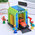 Car Wash Station Playset Toy for Wooden Train Track, Creative Pretend Play Toy Vehicles Accessory for Toddlers