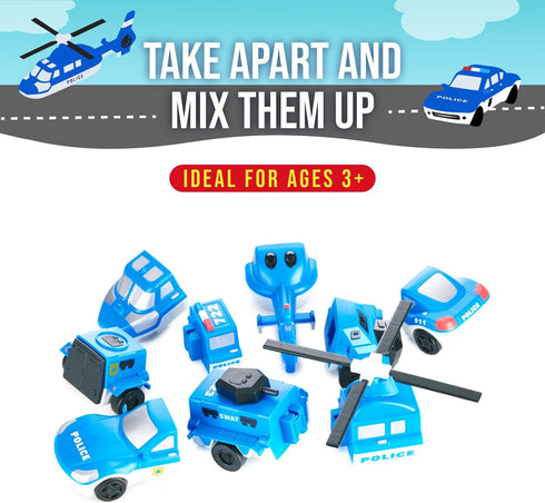 POPULAR PLAYTHINGS Mix or Match Vehicles - Magnetic Toy Play Set, Police