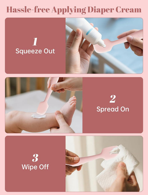 2 Pack Diaper Cream Spatula, Butt Spatula Baby, Full-Size + Mini Silicone Diaper Cream Applicator for Babies, Newborn
