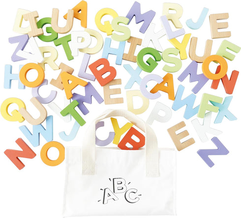 Le Toy Van Wooden Letters in a Bag Toy, Plastic Free, Suitable for Ages 18+ Months