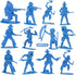 60 PCS Various Pose Cowboy Indian Toy Figures for Kids, Native American Miniature Kit 144 ct 2inch - 3inch (Blue)