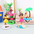 4 Pack Hawaii Girl Solar Powered Dancing Toys, Flapping Wings Flamingo Car Shaking Head Dancer Doll