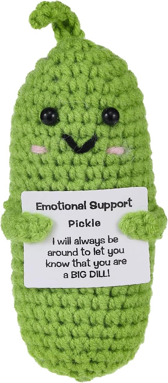 Letken Encouragement Pickle Plush Toys Positive Crochet Animals Gifts Encouragement Birthday Gifts, Christmas