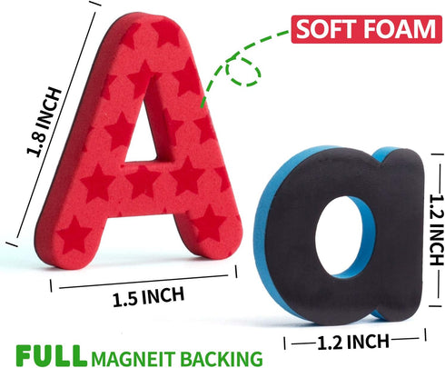 192 Pcs Magnetic Letters and Numbers Foam Set, 9 Color Alphabet Magnets Gift for Preschool Kids Educational Toy
