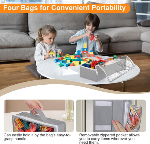 Over Door Organizer and Storage - Toy Hanging Container Holder with 4 Removable Clear Bins for Nursery, Bathroom