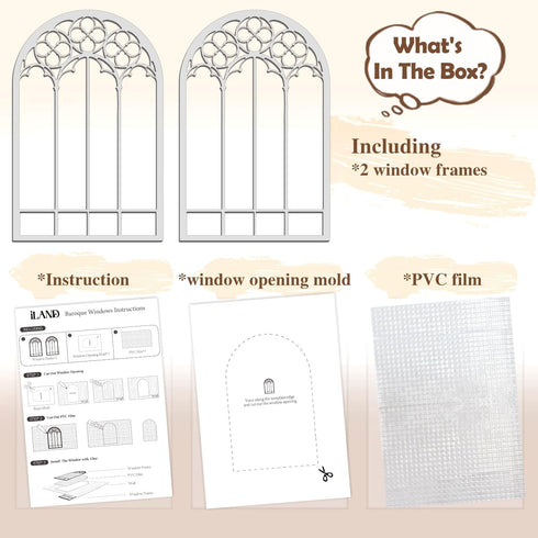 1/12 iLAND Scale Accessories of Dollhouse Window, Wooden DIY Dollhouse Building Supplies, Complete Miniature Window Kit