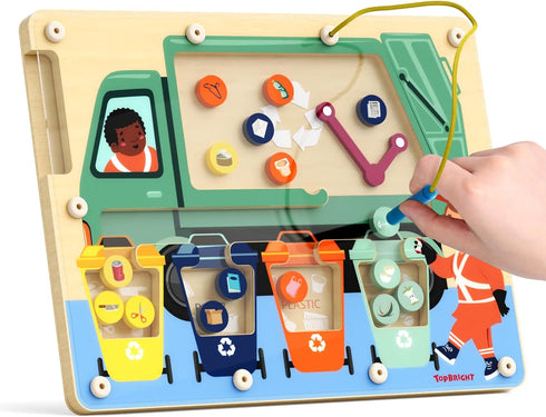 TOP BRIGHT Wooden Magnetic Maze Board for 3 4 5 Years Old,