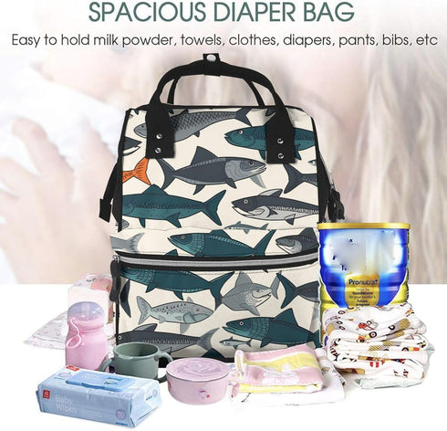DWVTSLH Backpack Mummy Backpack fish Diaper Bag Multifunction Nappy Bags Waterproof Large Capacity Travel Essentials