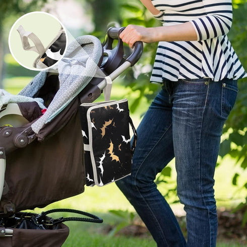 Kigai Black Bat Portable Diaper Changing Pad, Travel Diaper Changing Pad for Newborn, Foldable Waterproof Baby Changing
