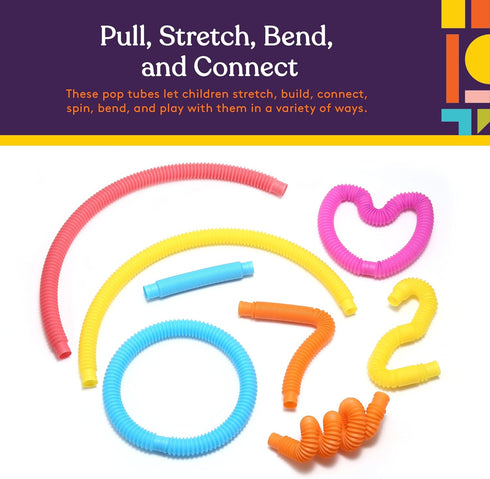 (30-Pack Special Supplies Fun Pull and Stretch Tubes for Kids - Pop, Bend, Build, and Connect Toy, Provide Tactile