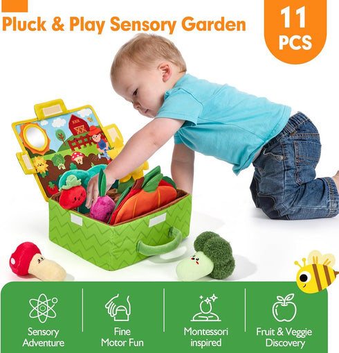 6-12 6 9 hahaland Baby Toys Months - Fruits Vegetables Garden Plant Plush - Month Old Toys Montessori Sensory Toy
