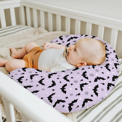 Purple Pastel Halloween Baby Nursing Pillow Covers for Boy Girl Black Bat and Stars Nursing Pillowcase