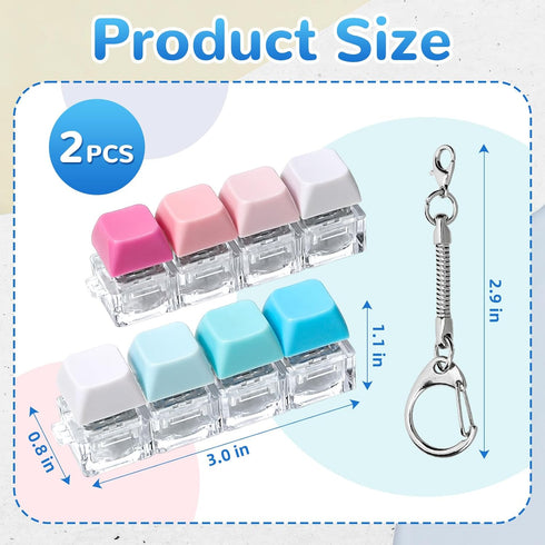 DEARIDAP 2 4-in-1 PCS Keyboard Fidget Toy, Keyboard Button Clicker Keychain, Push Bubble Sensory Fidget Toys for Kids