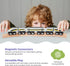 Wooden Bullet Train Set of 2 Modern Engines, 1 Sleek Passenger Car with Magnetic Connectors, Compatible with Major