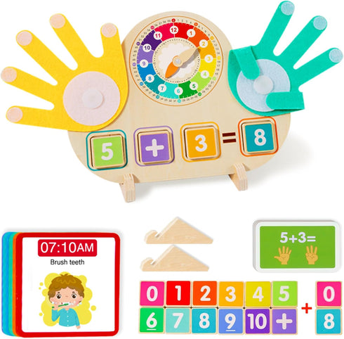 Quliwise Educational 2 in 1 Math Manipulatives Number Counting Blocks & Teaching Clock