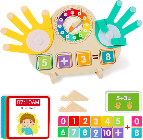 Quliwise Educational 2 in 1 Math Manipulatives Number Counting Blocks & Teaching Clock