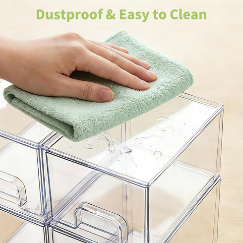 Countertop, 4 Pack Baby Bottle Storage Organizer: Clear Stackable Storage Drawers, Acrylic Bottles Station Organizer