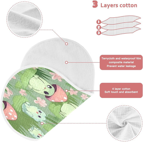 Bulletgxll Set 4, Cute Frogs Unisex Baby Burp Cloths of Soft Absorbent Organic Cotton Muslin Burping Cloths for Newborn