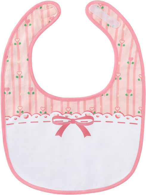 Littleforbig Adult Bib - Cotton Waterproof Babydoll Printed Pink Floral, Adjustable Velcro Closure