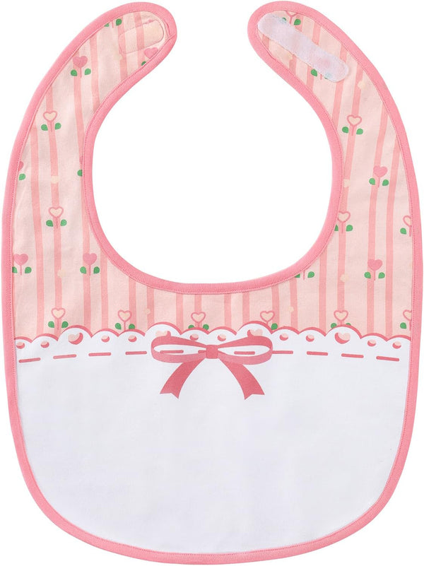 Littleforbig Adult Bib - Cotton Waterproof Babydoll Printed Pink Floral, Adjustable Velcro Closure