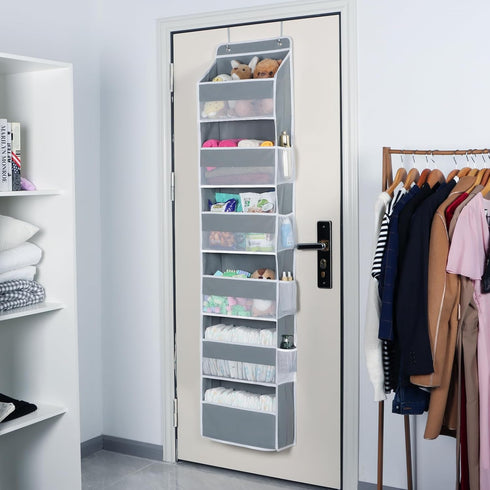 Univivi Door Hanging Organizer for Nursery Closet, Baby Storage with 6 Large Compartments and 8 Side Pockets for Toys,