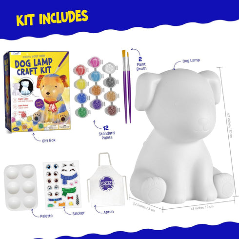 8-12, 3 4 5 6 7 8 9 10 11 12+ LAOESE Paint Your Own Dog Lamp Kit, Art Supplies Painting Kits for Kids, Arts and Crafts