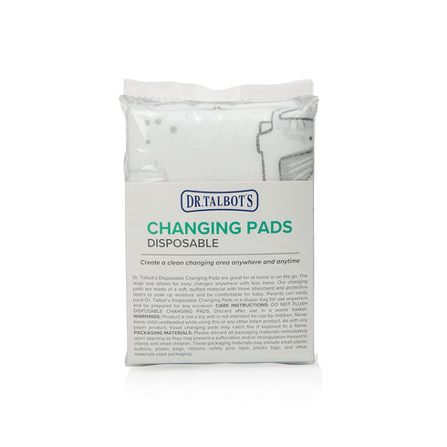 Dr. Talbot's Disposable Changing Pads, Absorbent Travel Diaper with Gray Elephant Print