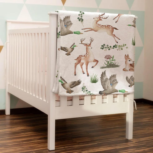 Baby Hunting Woodland Animals Blanket for Girls & Boys, Wild Animals Swaddle Blankets, Soft Warm Receiving 30x40inch