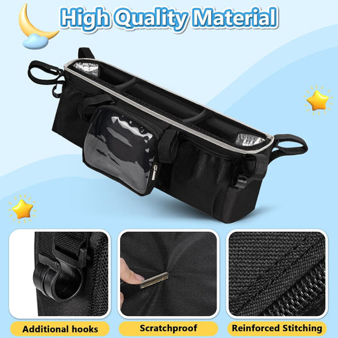 GT2 2 Double Stroller Organizer for Bob Duallie Jogger City Mini and Jeep, Double Baby Stroller Caddy Accessories