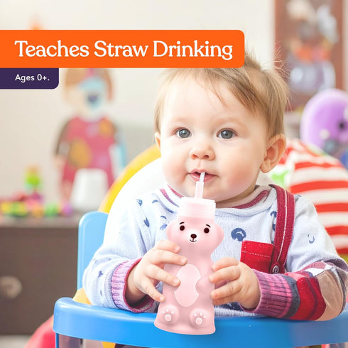 (Pack 3 Special Supplies Honey Bear Straw Cup Long Straws, Squeezable Therapy and Special Needs Assistive Drink