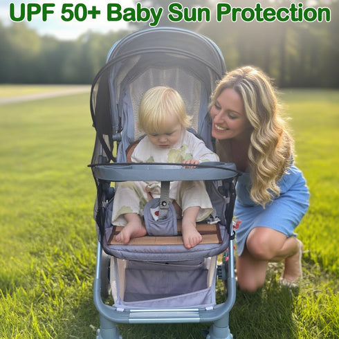 Wanateber 2-in-1 Baby Mosquito Net for Stroller Sun Shade, Stroller Cover for Sun Protection with Two-Way Zipper