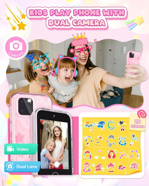 3.5'' 3 4 5 6 7 8 3-8, Kids Smart Phone for Girls, Touchscreen Kid Phones Toys for Girls Years Old, Christmas Birthday