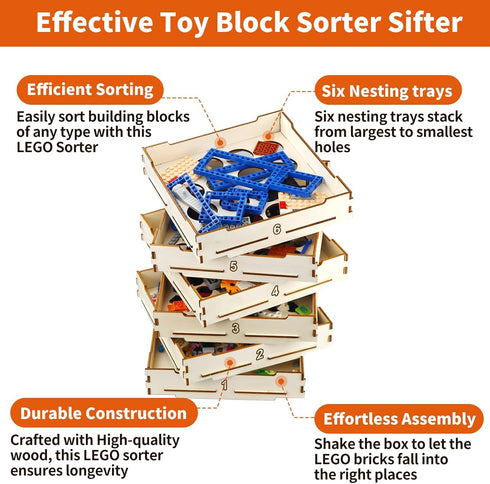 6 Tray Sorter Sifter Box for Lego, Storage Sorter Brick for Building Blocks, Gift for Lego Lover Teens and Adults