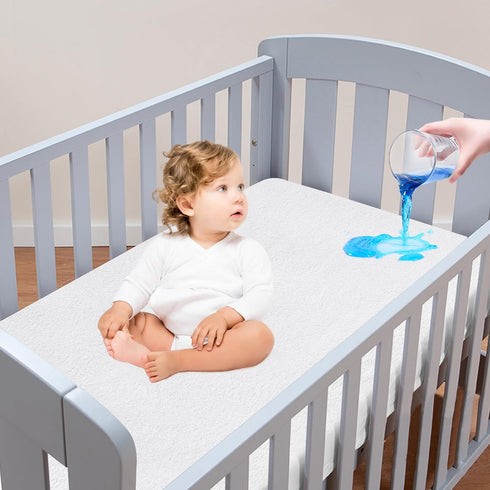 Moonsea Crib Mattress Protector Waterproof,Mattress Cover Protector, Smooth Top Mattress Protector for