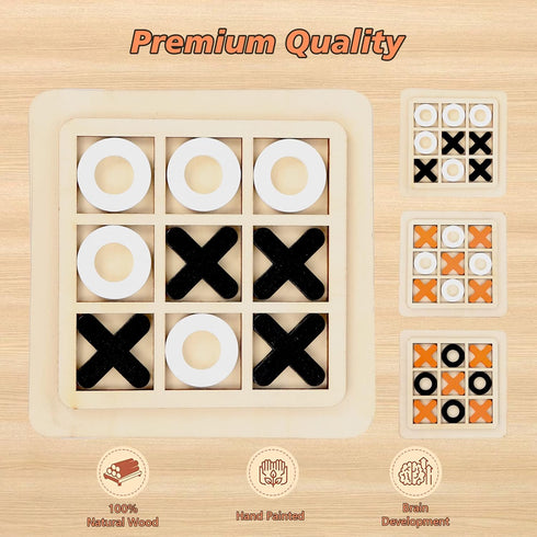 Wooden Board Tic Tac Toe Game, Classical Family Puzzle Toy, Random Color