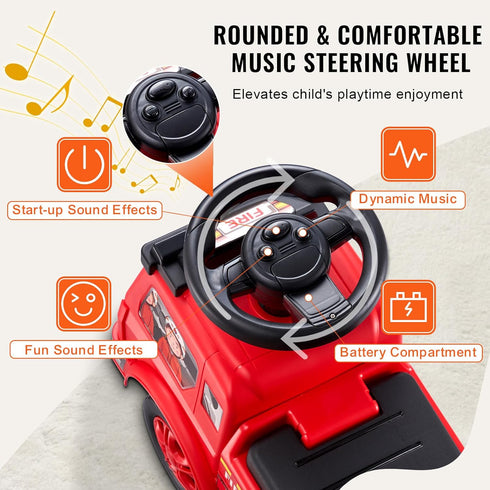 VEVOR Ride On Push Car for Toddlers, Ages 19+ Months, Kids Ride On Toy with Music Steering, Horn & Storage, Red