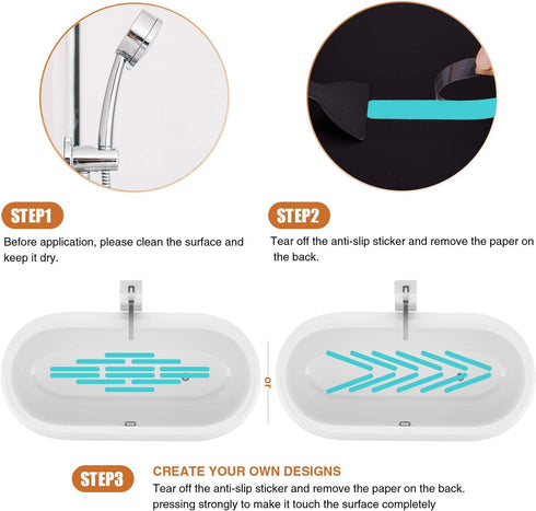 12 Secopad Original Anti-Slip Shower Stickers for Bathtub & Shower Floor, Strong Adhesive Safety Strips with Scraper