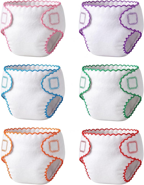 BABESIDE 6 Pcs Baby Doll Diapers for 12-15 Inch Dolls, Reusable &