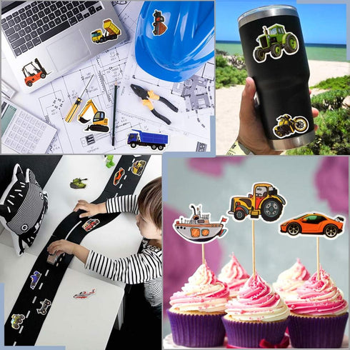 QTL Truck Stickers for Kids, Boys Tractor Stickers for Water Bottles, Easter Basket Stuffers, 50Pcs