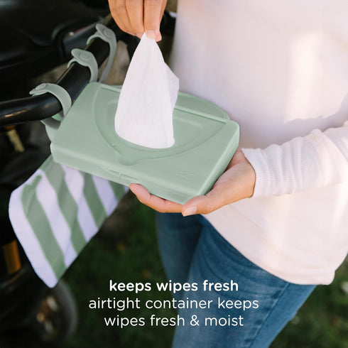 Ubbi On-The-Go Baby Wipes Dispenser, Portable Wipes Container for Travel, Diaper Bag Accessory Must Have for Newborns