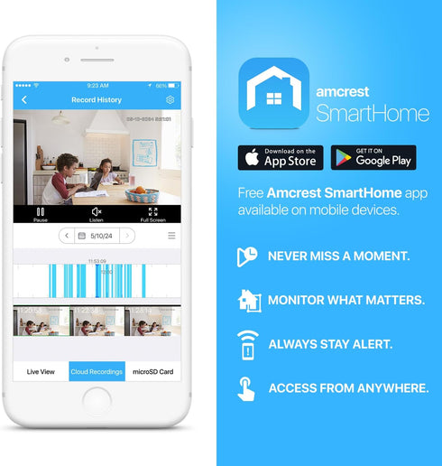 Amcrest 1080P ASH21-W WiFi Camera Indoor, Nanny Cam, Dog Camera, Sound & Baby Monitor, Human & Pet Detection