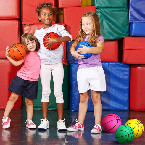 Leitee 30 Pcs Mini Basketballs with Pump 6 Inch Colorful Indoor Outdoor Replacement