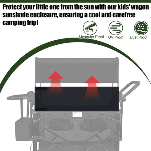 Waybas 4 W2 W4 102 13 Side Breathable Wagon Stroller Sunshade Net Canopy, Adjustable Wagon Attachment Cover Canopy