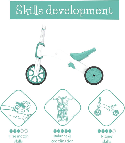 Chillafish Bunzi 2-in-1 Gradual Balance Bike and Tricycle, Large Mint Ride on Toy for 1-3 Years Old
