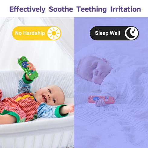 Hooku 2-Pack 0-6 6-12 Silicone Teethers for Babies & Months, Sensory Chew Toys & Remote Control Toys for Infants