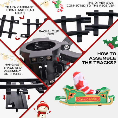 Set, Sets 3 4 4-8 Christmas Train Christmas Decorations Indoor, Train Toys with Light & Sound & Smog, Hanging Christmas