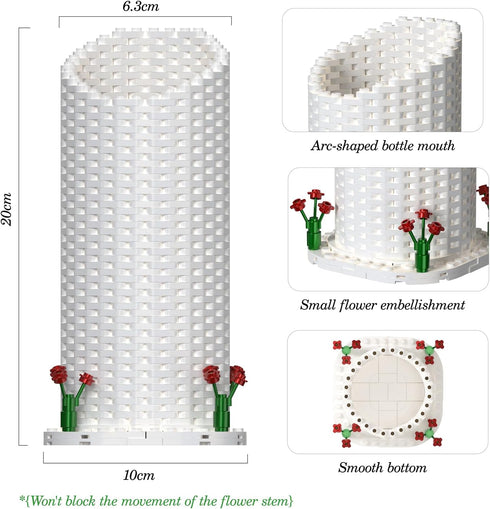 Latephiy Set, 10328 10342, Vase Building White Vase for Roses Flowers Bouquet for Women Adult Flower Lovers, Christmas