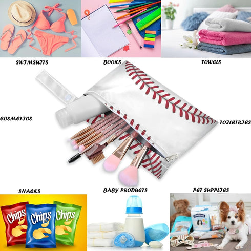 visesunny 2Pcs Baseball Sport Wet Bag with Zippered Pockets Washable Reusable Roomy